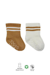 Nessiworld Bistyle Non-Slip Hoop Socks 2-Pack BS10125 Ecru Mustard